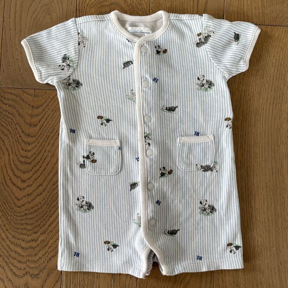 Ralph Lauren RL Cotton Interlock Puppies & Striped One-piece